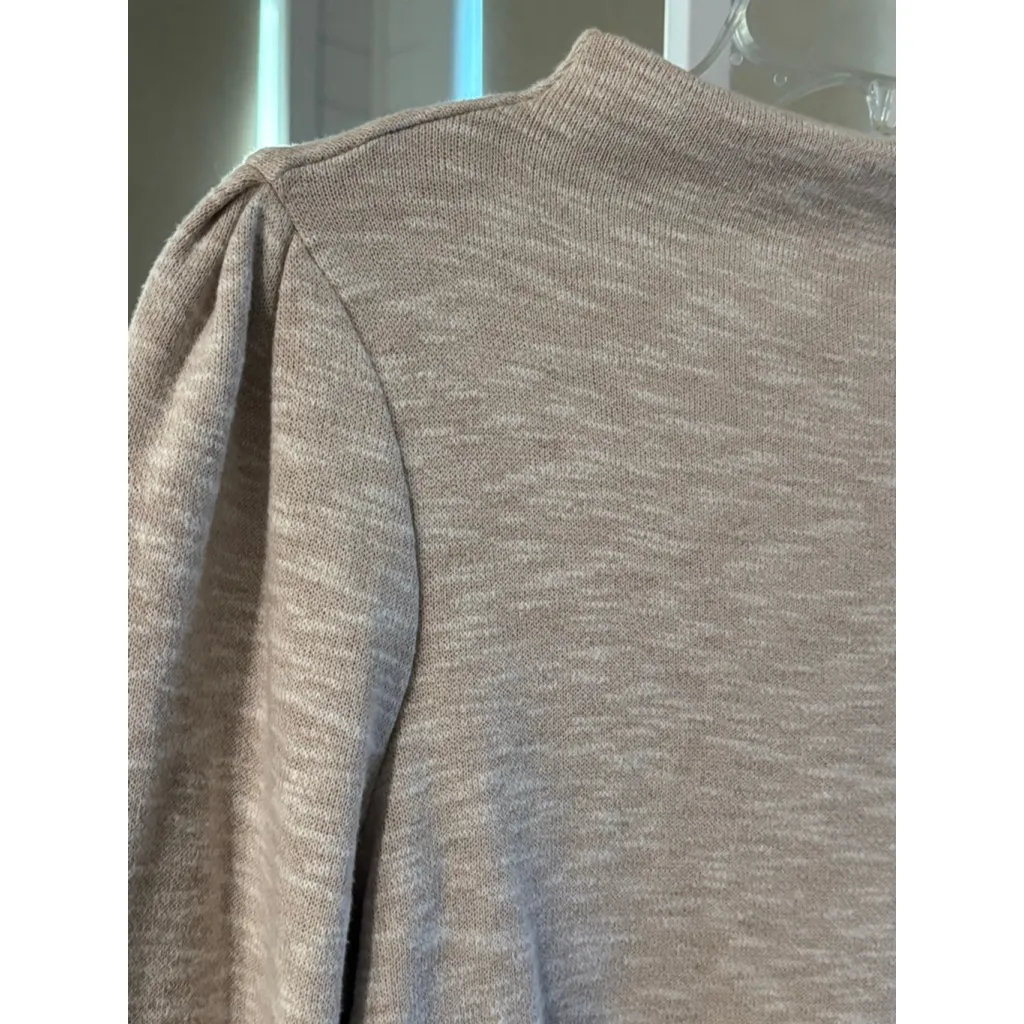 Madewell Mockneck Top, Tan/White, Medium - Image 4