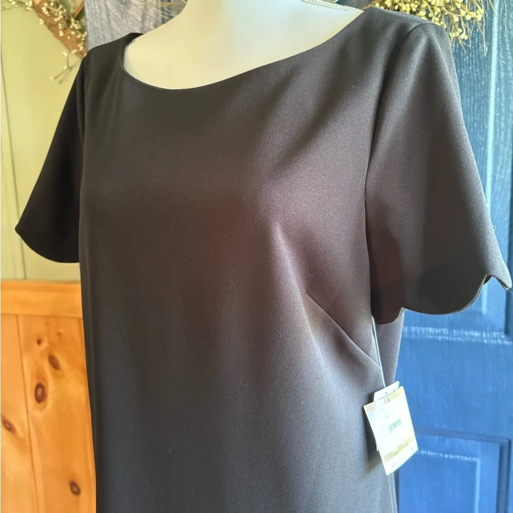 Kasper Classic Black scalloped Midi Dress size 12 NWT - Image 9
