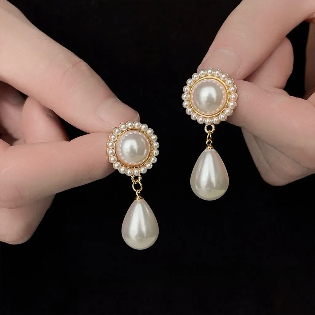Vintage Style Baroque Pearl Drop Earrings S925‎ Post Elegant Dangle Jewelry new White - Image 2