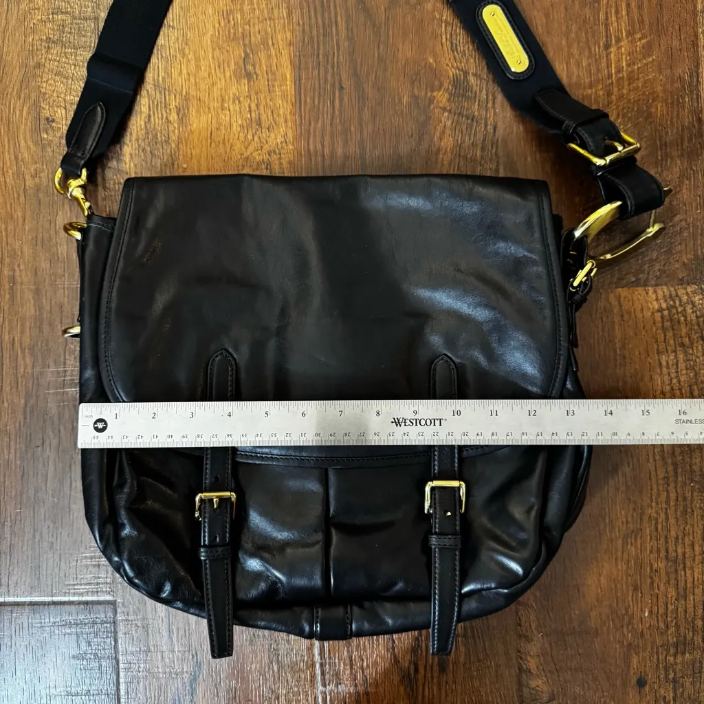 RALPH LAUREN COLLECTION, black leather messenger bag, NWT - Image 9