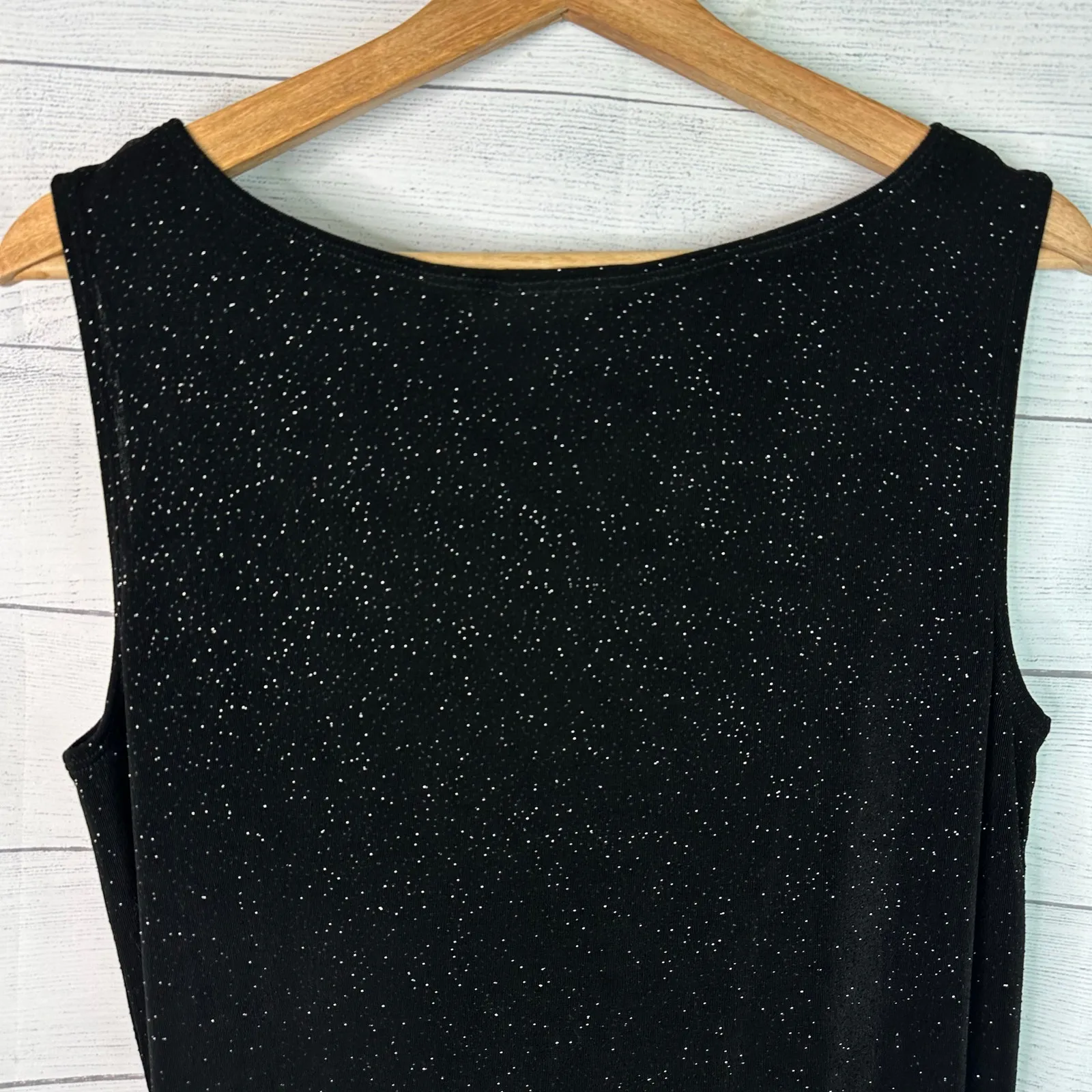 Chicos Travelers Womens size 2 US Large 12 Sparkly Slinky Tank Top Black - Image 5