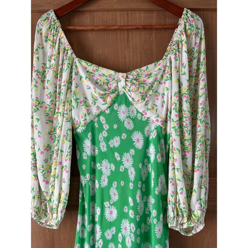 RIXO x Target Green Daisy Floral Puff Sleeve Midi Swing Dress Women’s size 4​ - Image 6