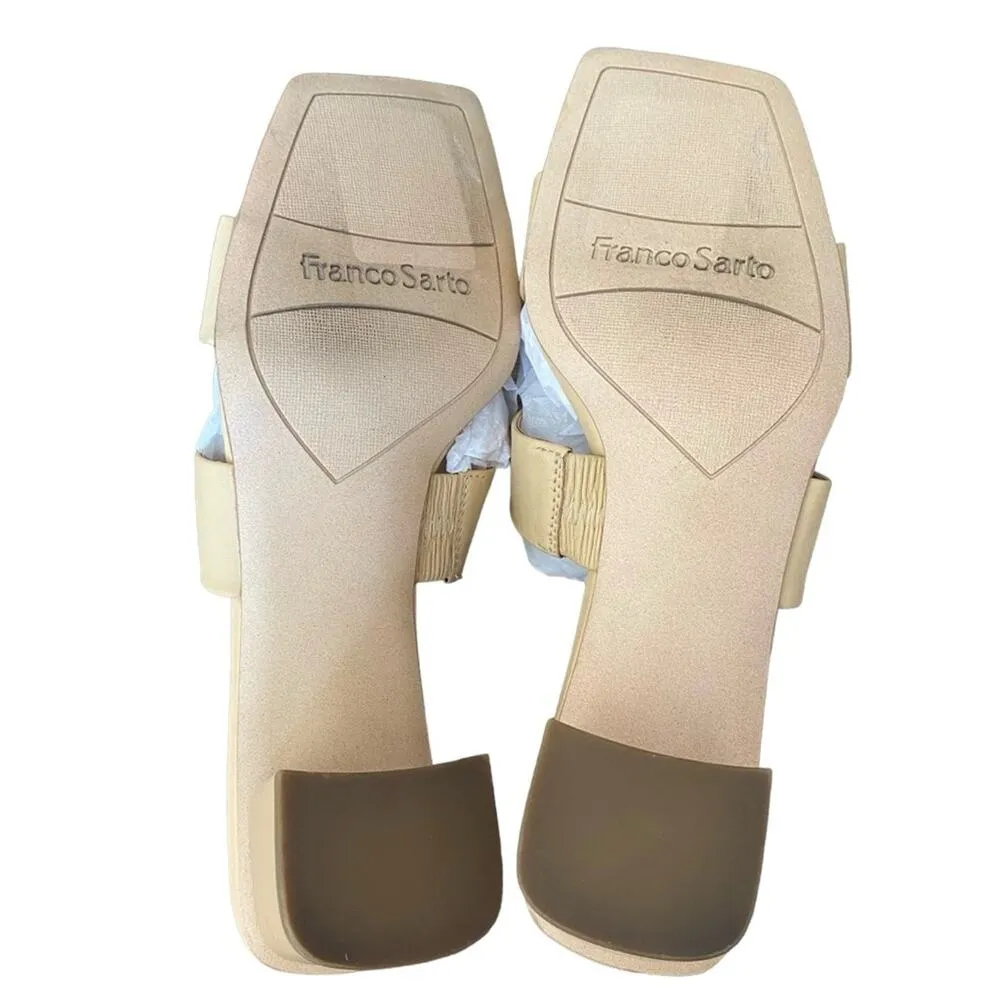 Franco Sarto Kirsi Beige Tan Leather Slide Heel Sandal size 9 - Image 12