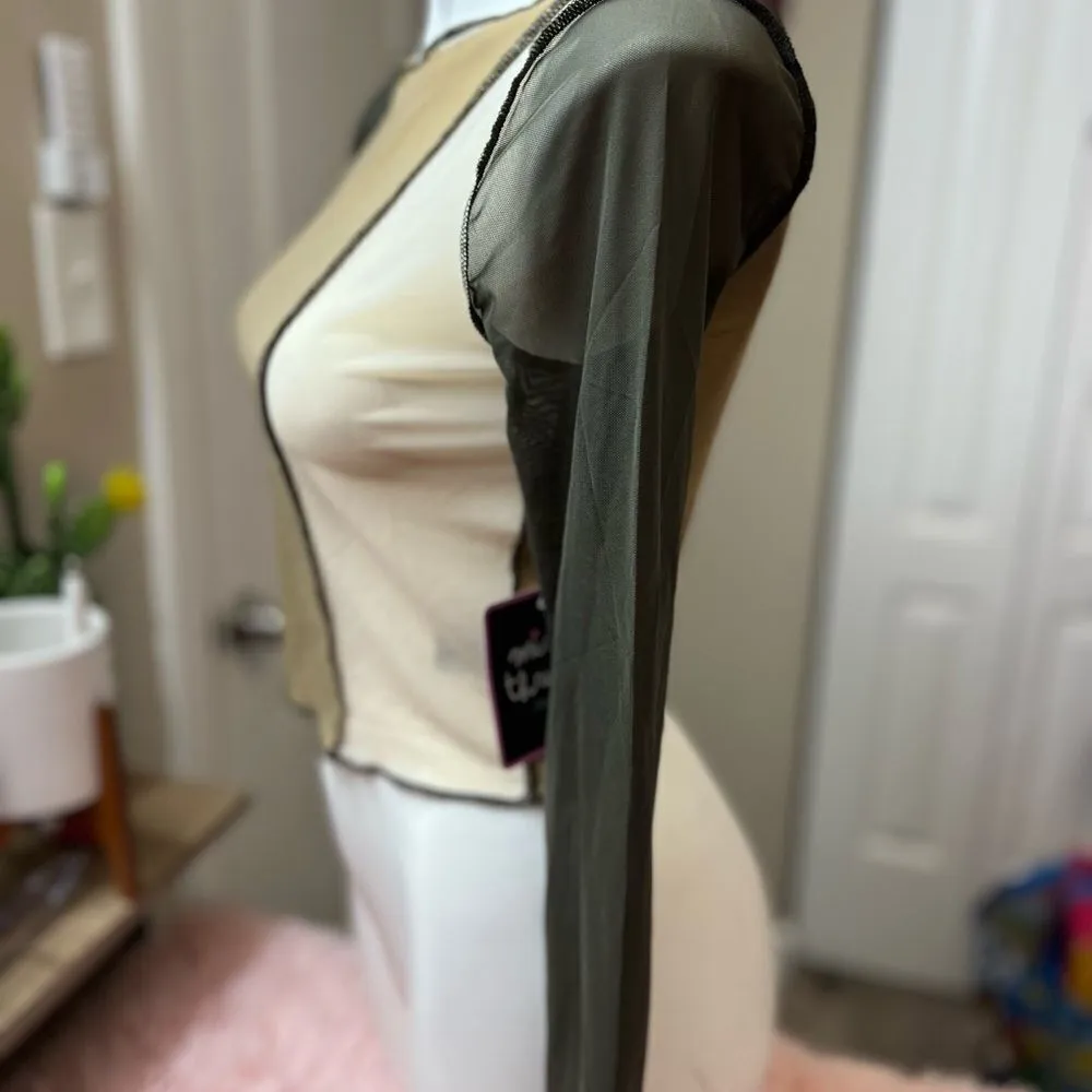 Long sleeve mesh shirt Brown Size L - Image 2