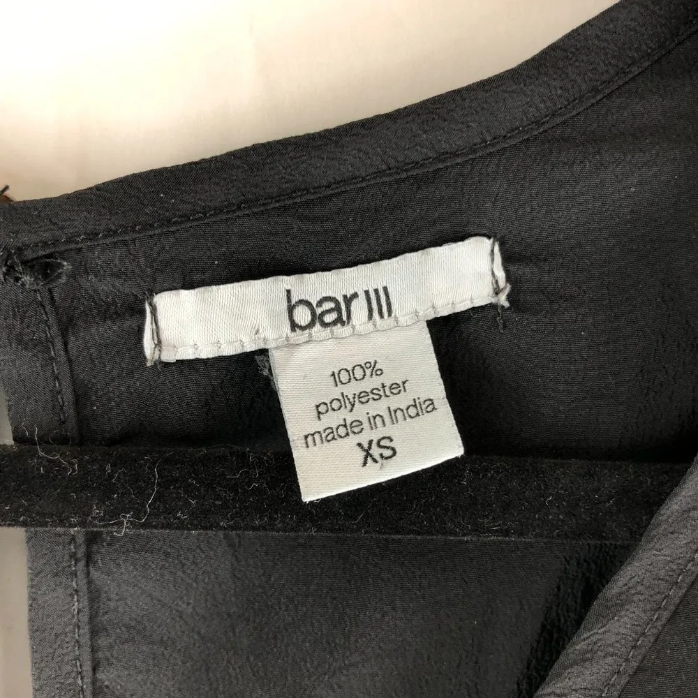 Bar III Romper Sleeveless V Neck Zipper Detail Black XS - Image 3