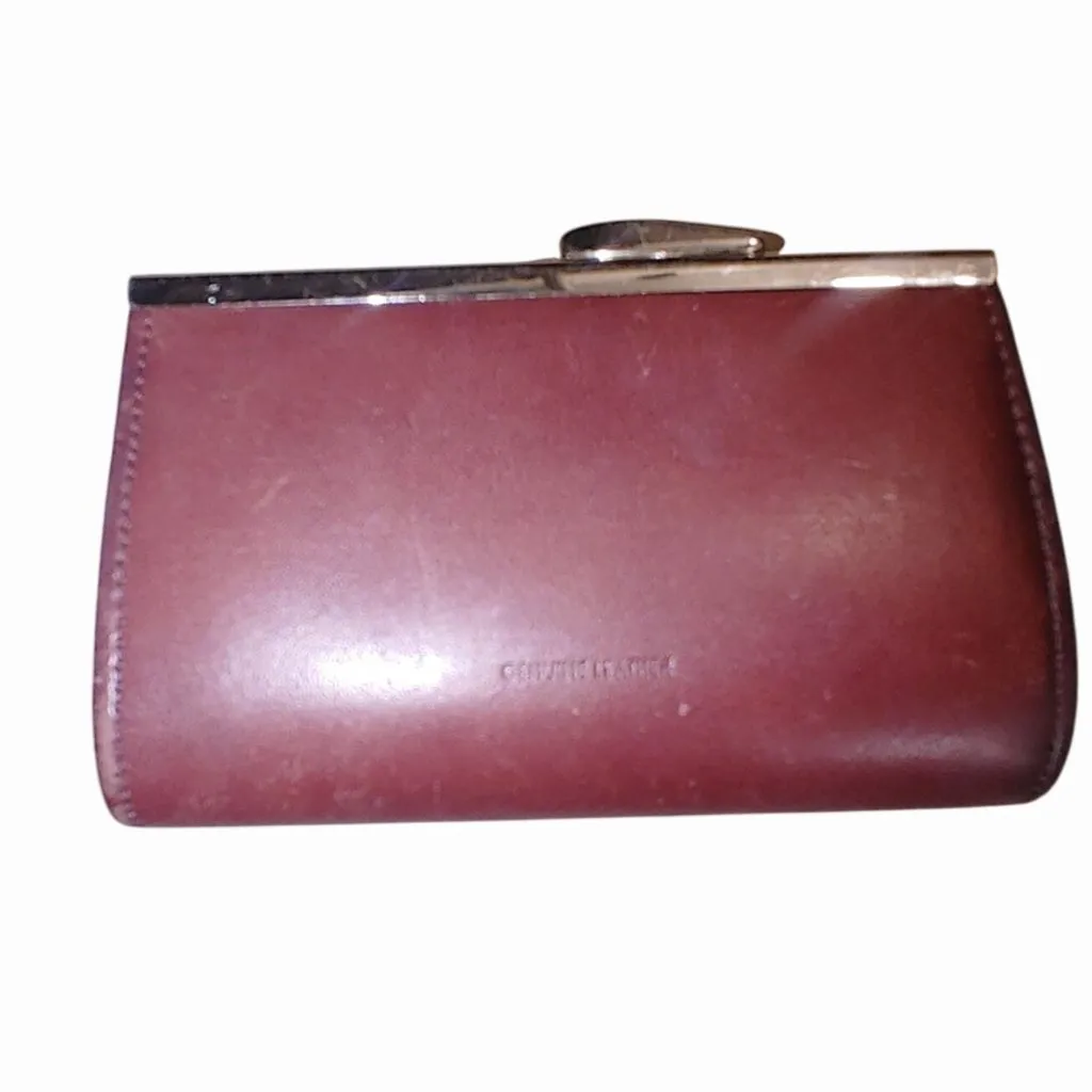 Mundi Wallet Genuine Leather Vintage Coin Purse Metal Clasp Burgundy 5 by 3 - Image 6