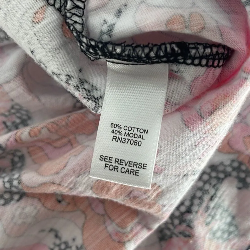 Cato Womens Blouse Top Short Sleeve One Shoulder Style Floral Aurora Pink Medium - Image 4