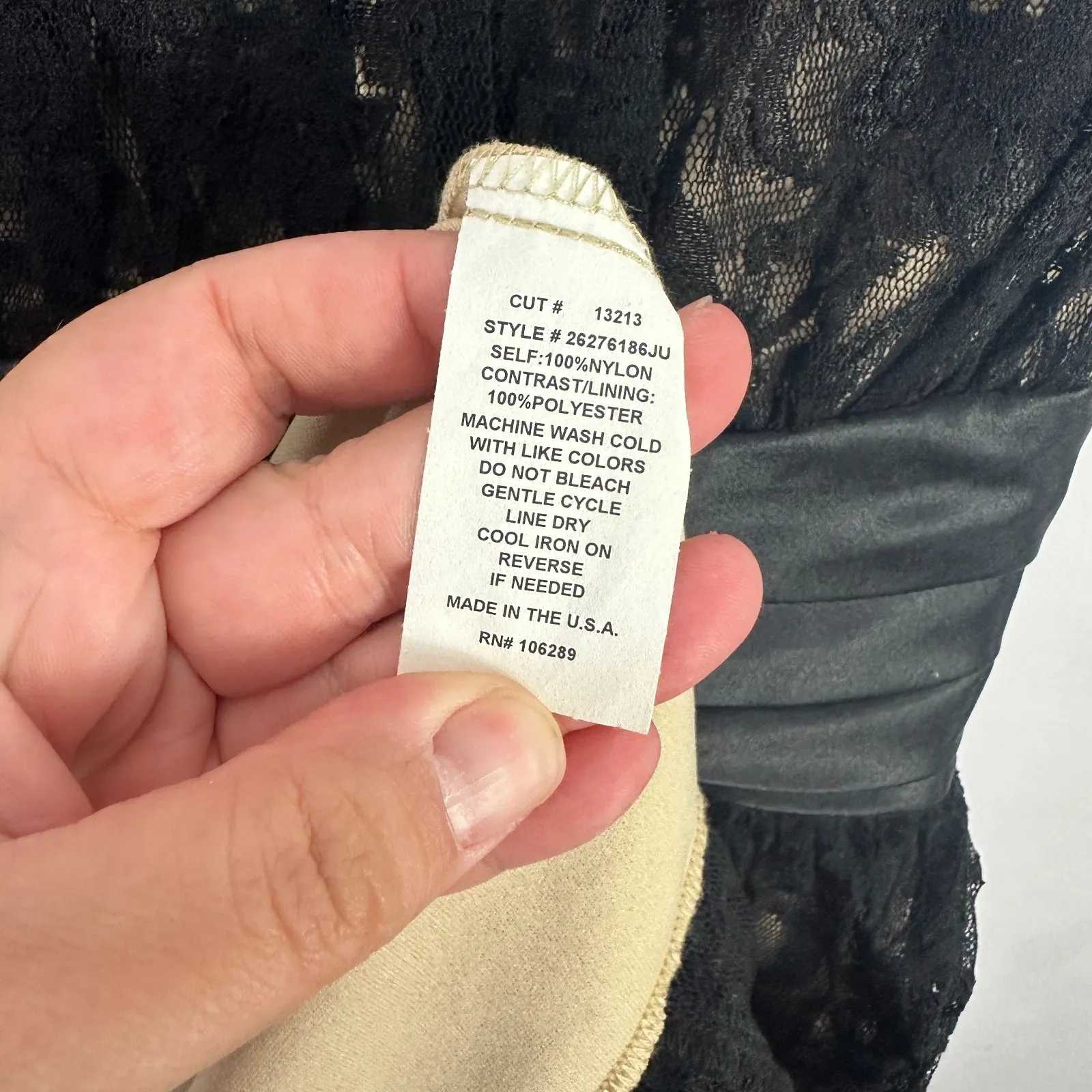 Vtg Y2K Trixxi Black Lace Nude Lined Dress L Whimsigoth Goth Fairy Grunge Prom - Image 5