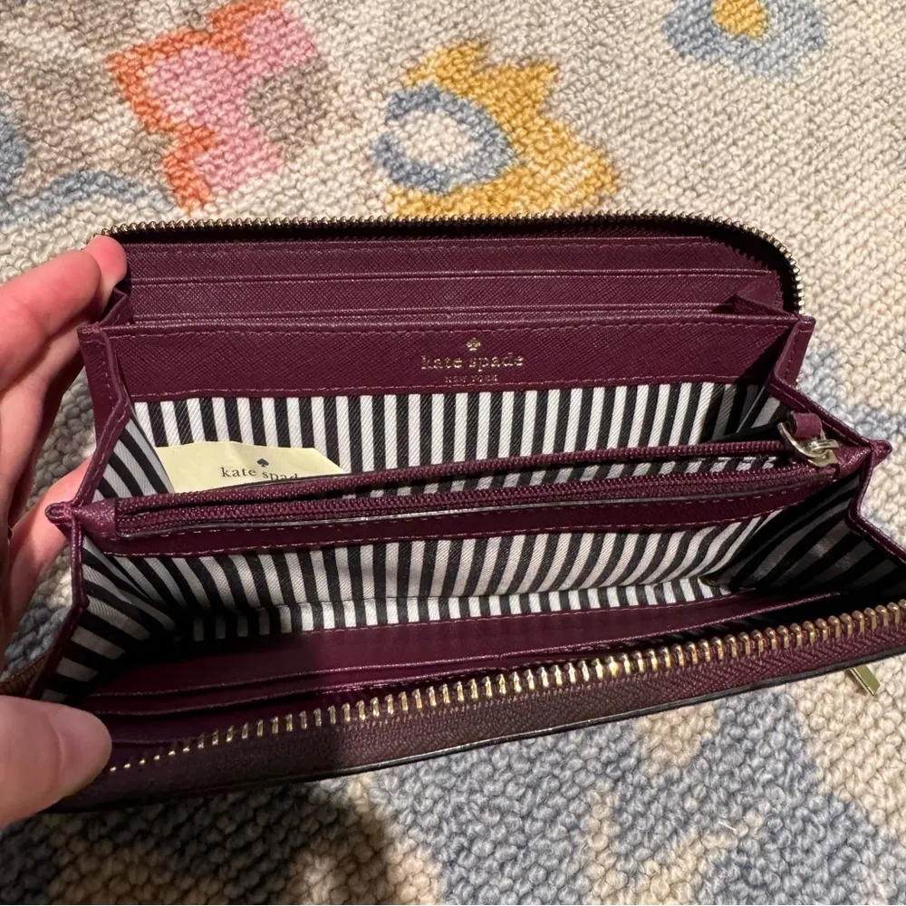 Like New! Kate Spade Cameron Street Lacey Saffiano Leather Wallet Deep Plum - Image 8