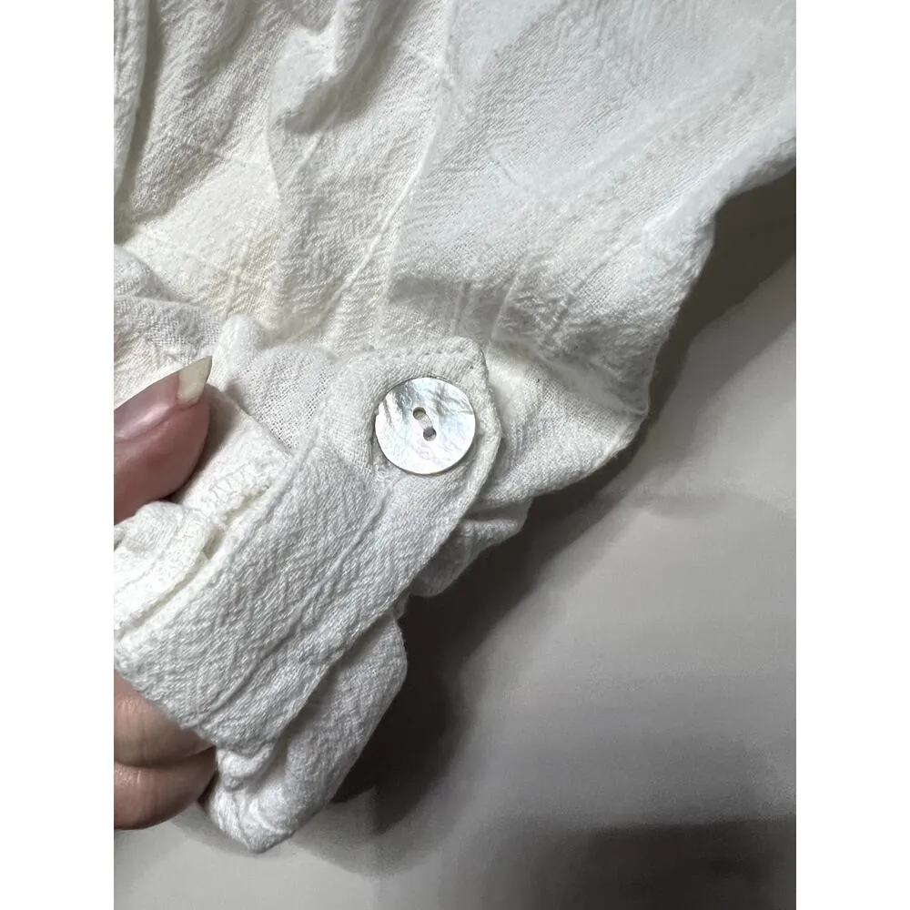 NWT Bleu Bayou White 100% Cotton Coastal Grandma Size XL Casual Pearl Buttons - Image 4