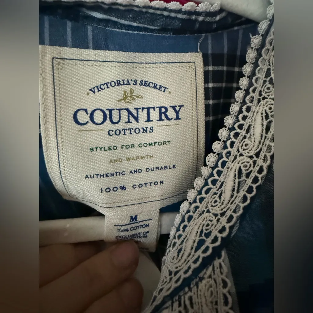 Rare 90s Vintage Victoria's Secret Country Cottons Blue Plaid Long Sleeve Dress - Image 6