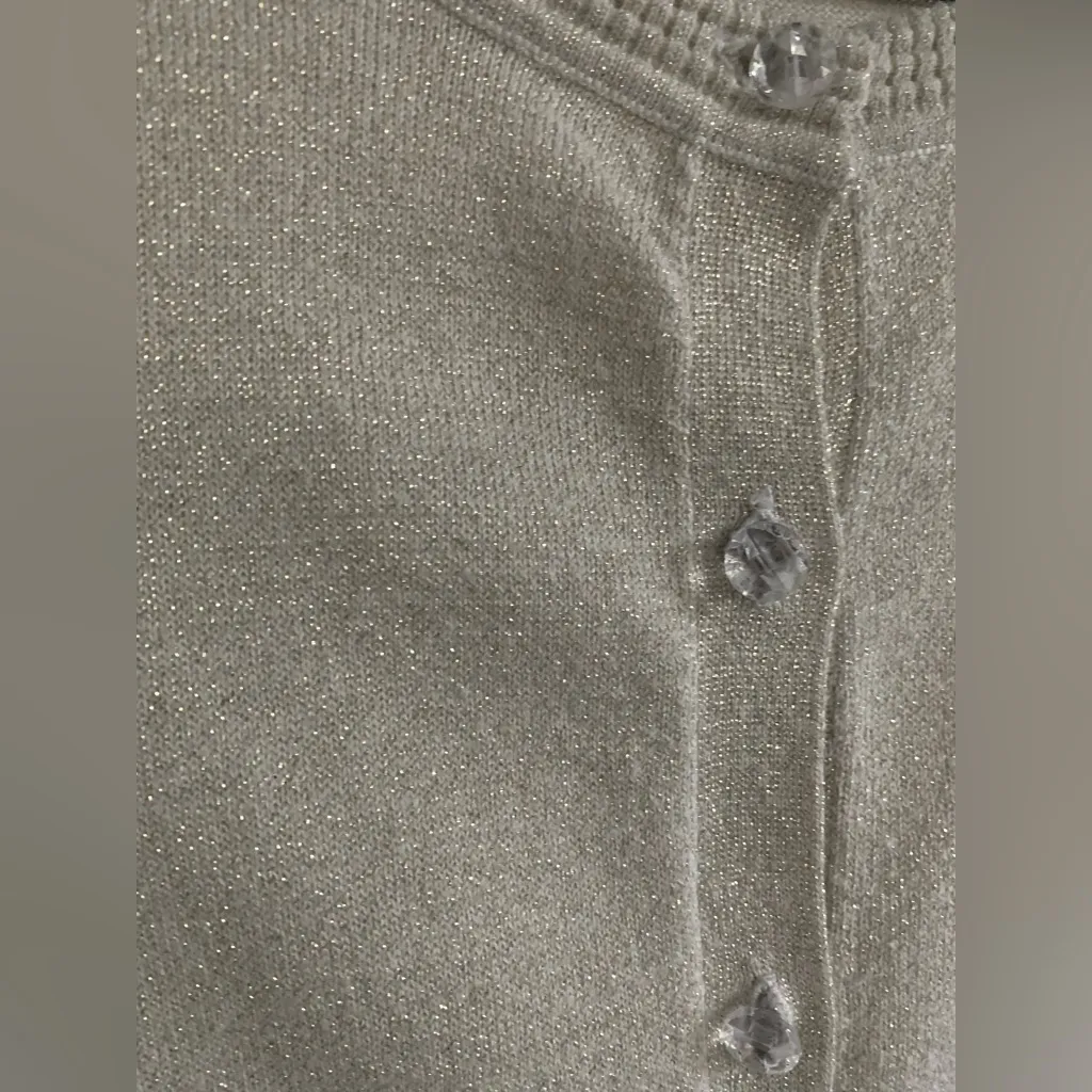 Banana Republic Cardigan Womens Gold Metallic Sweater Holiday Shimmer Knit M - Image 3