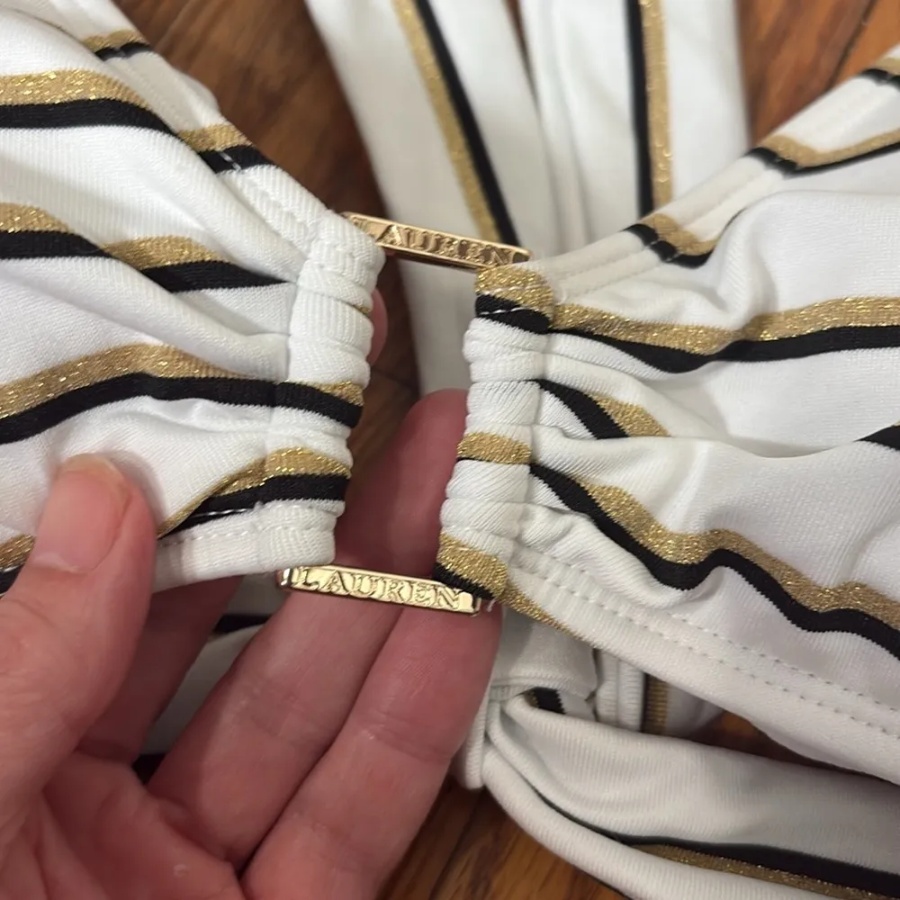 Lauren Ralph Lauren Dylan‎ Lurex Halter Top white  size 12 NWOT - Image 5