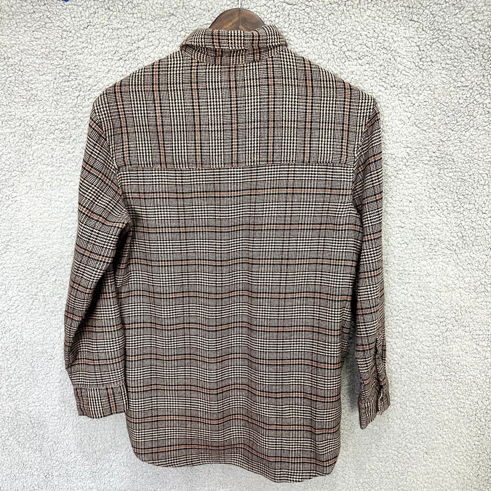 Abercrombie & Fitch Oversized Plaid Shirt XS Brown Check Shacket Preppy Academia - Image 3