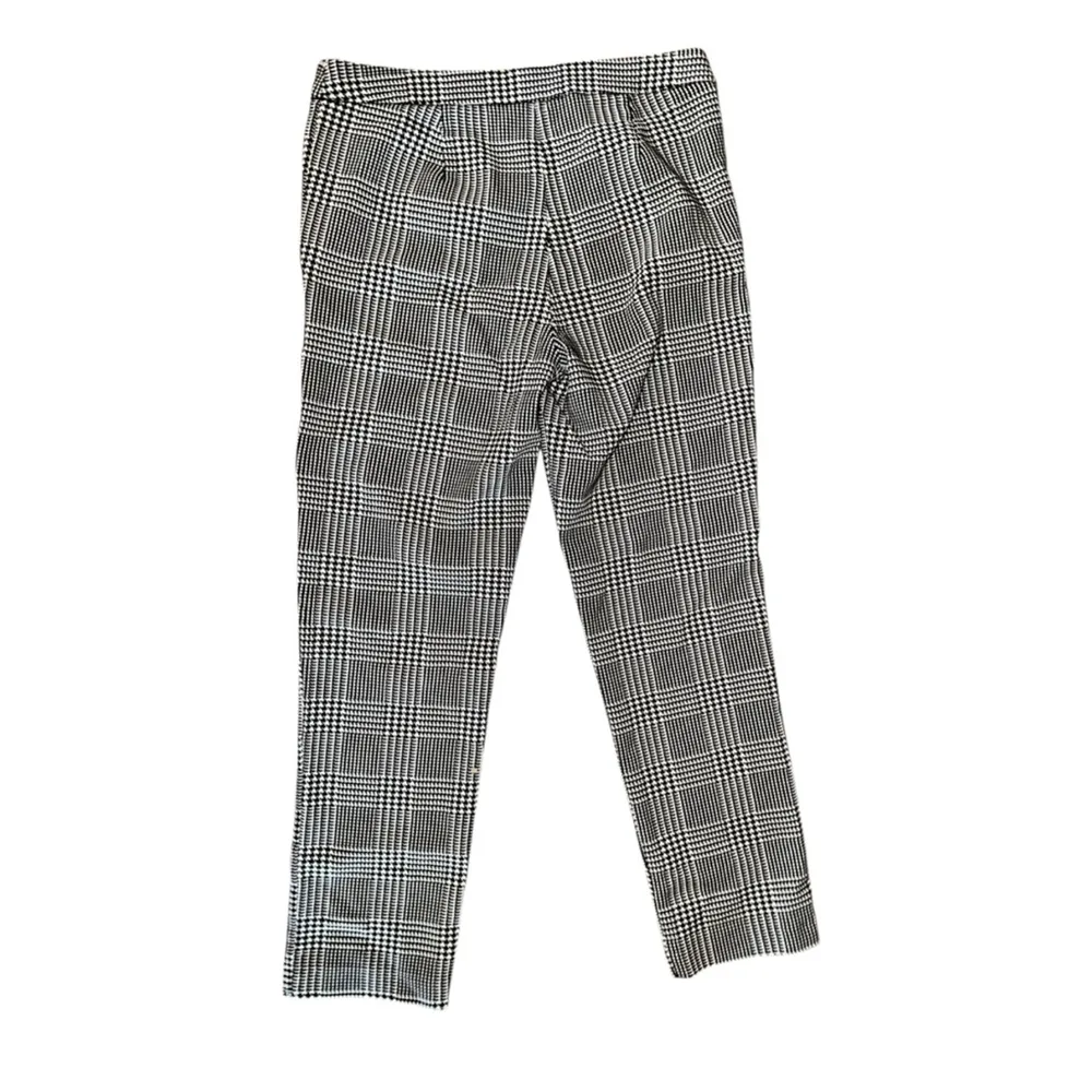 Massimo Fabbro Italy Plaid Academia Stretch Straight Leg Pull On Crop Pants Black Size 4 - Image 4