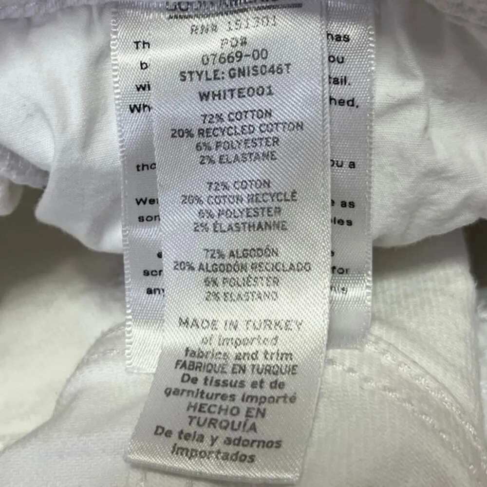 Good American Icon White Denim Mid Rise Crop Raw Hem Bermuda Jeans Shorts Sz 25 - Image 5