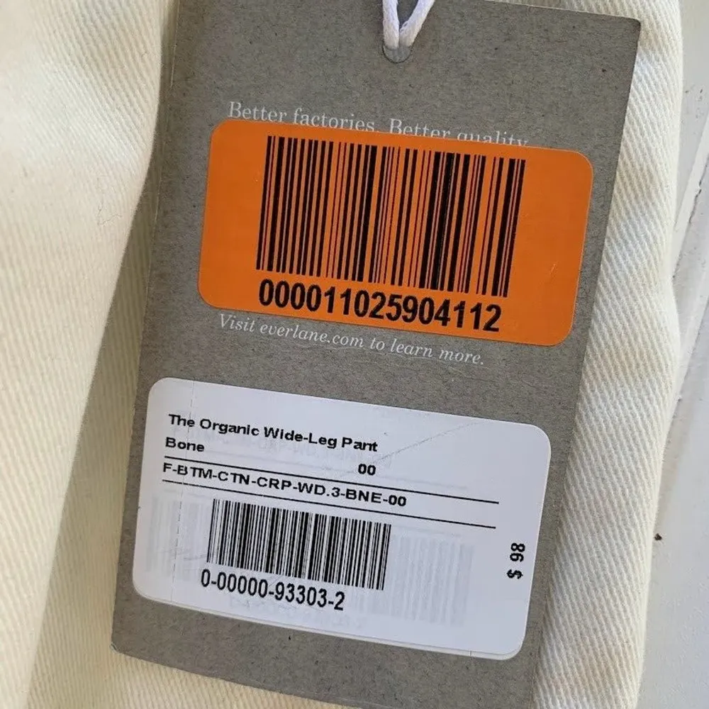 Everlane The Organic Cotton Wide-Leg Pant Denim Jean Bone Cream Size 00 NWT - Image 7