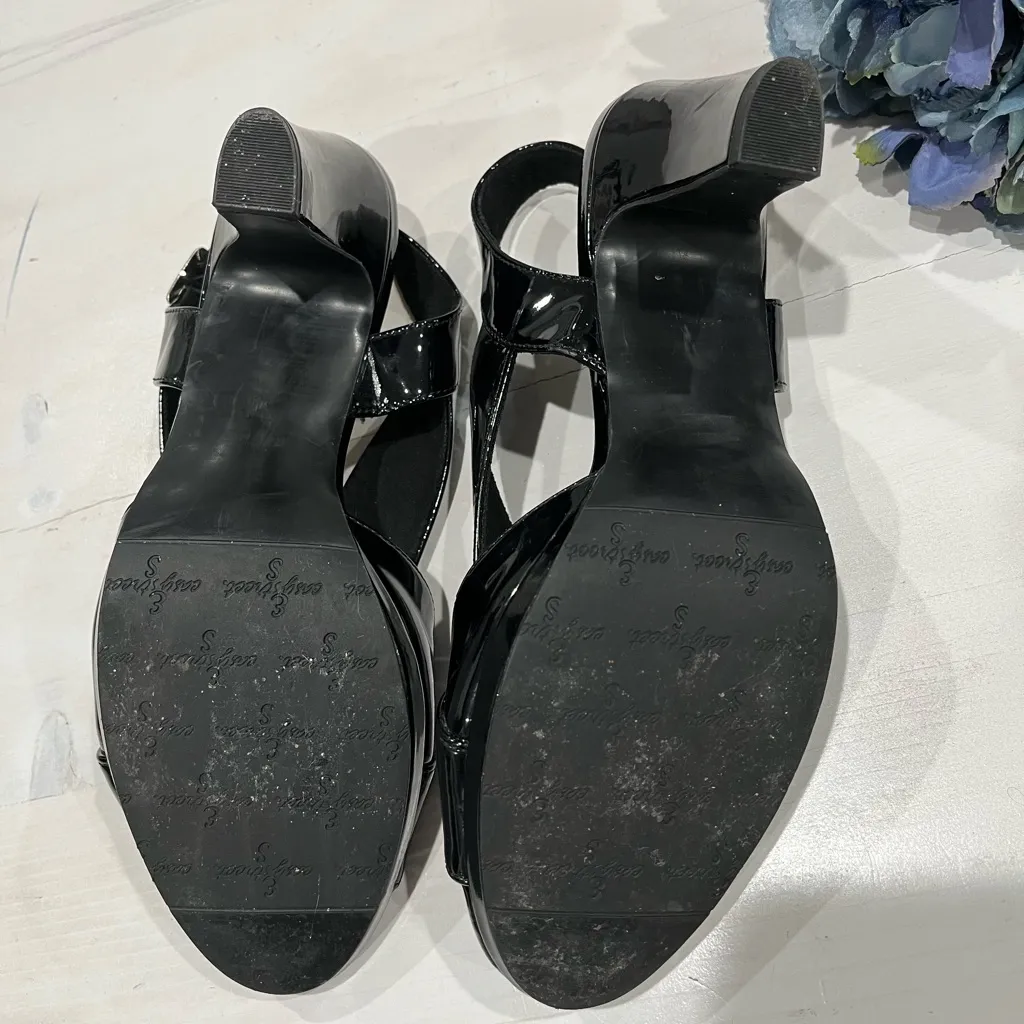 Easy street‎ black patent faux leather slingback dress heels size 9 - Image 7