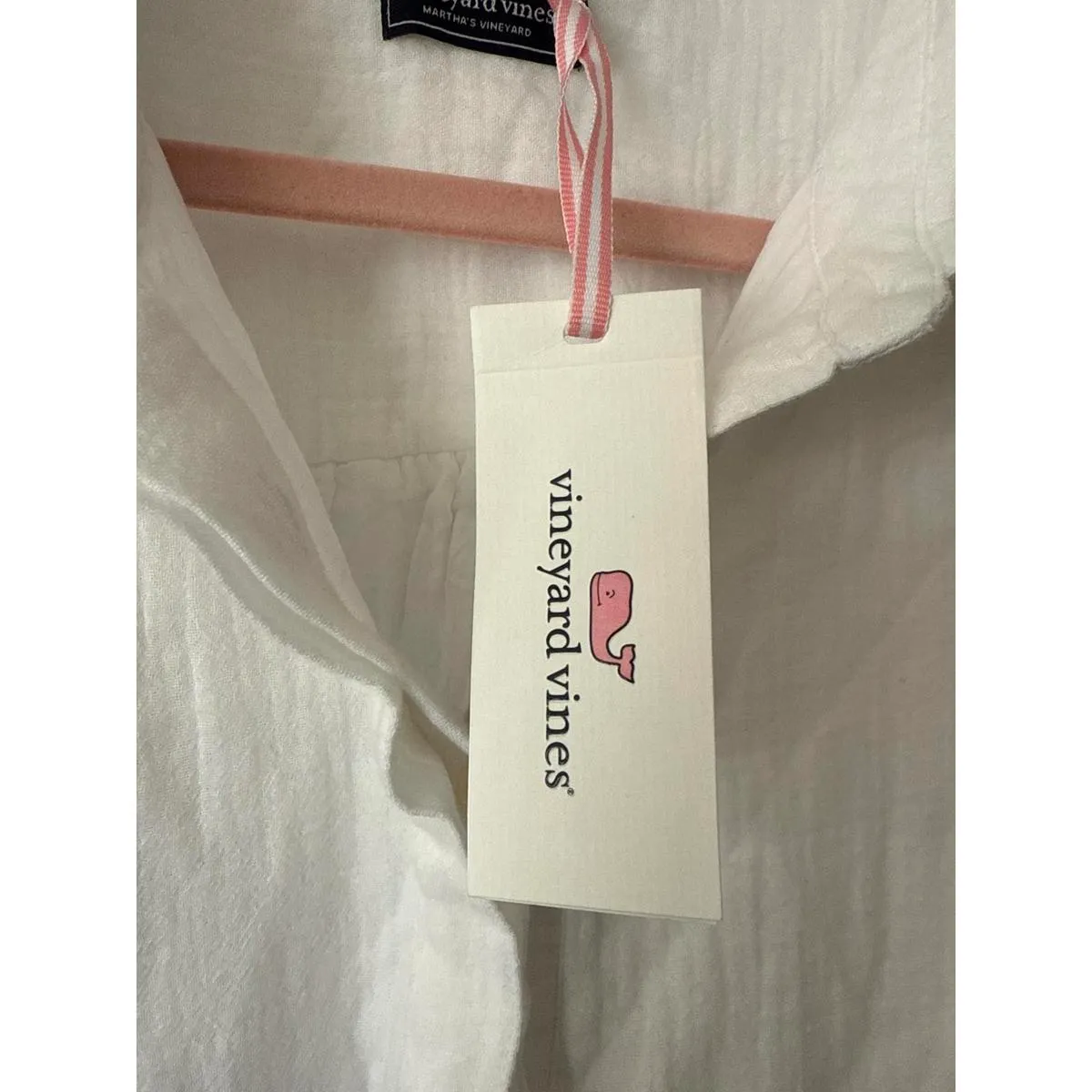 Vineyard Vines White Short Sleeve Dress with Collar - Image 5