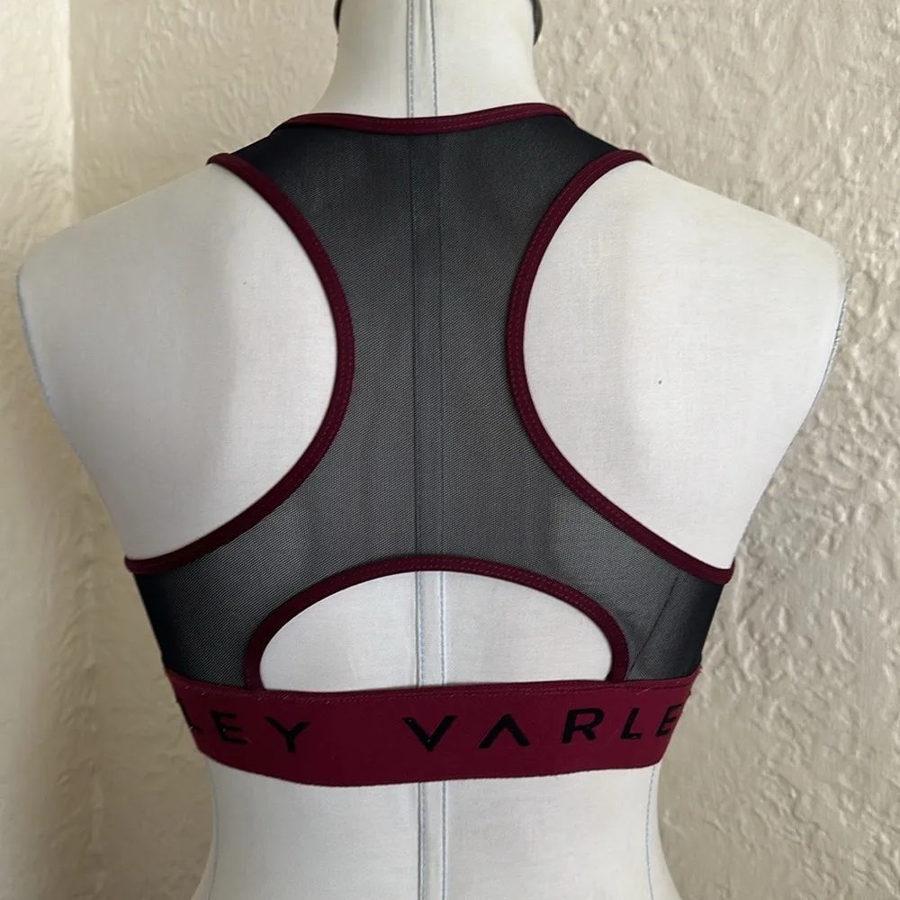Varley Cliffside Sports Bra XS Raspberry Black Mesh Keyhole Back Logo Band XS - Image 9