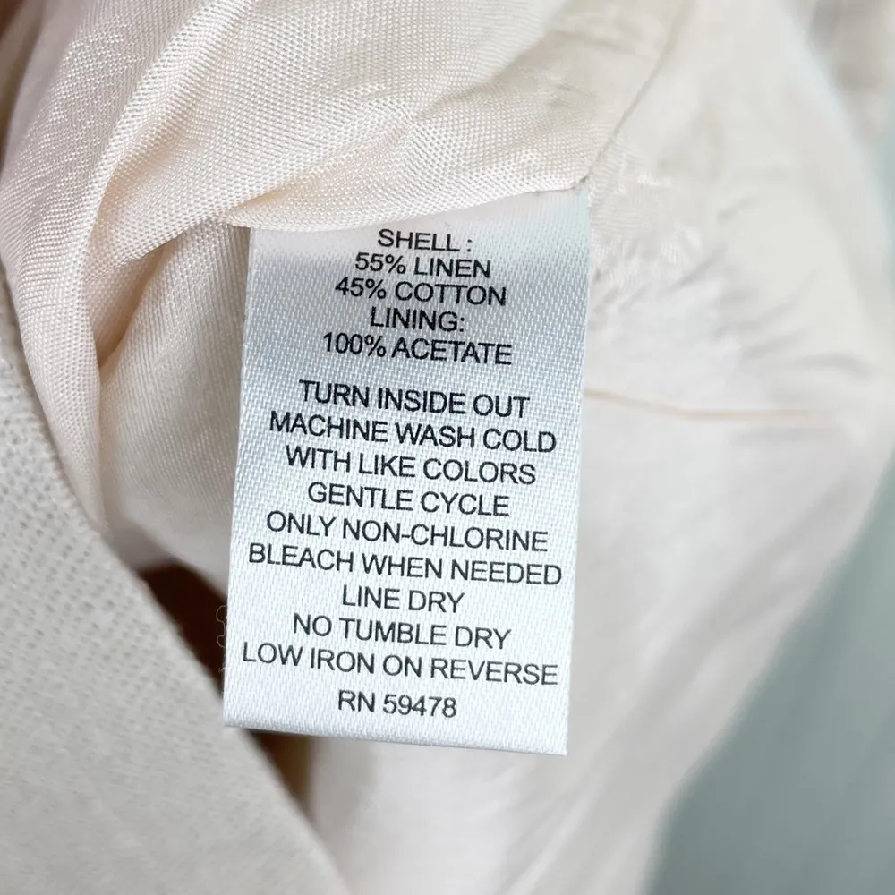 Cynthia Rowley Women's Sleeveless Linen Cotton Shift Dress Beige Studded Size 2 - Image 8