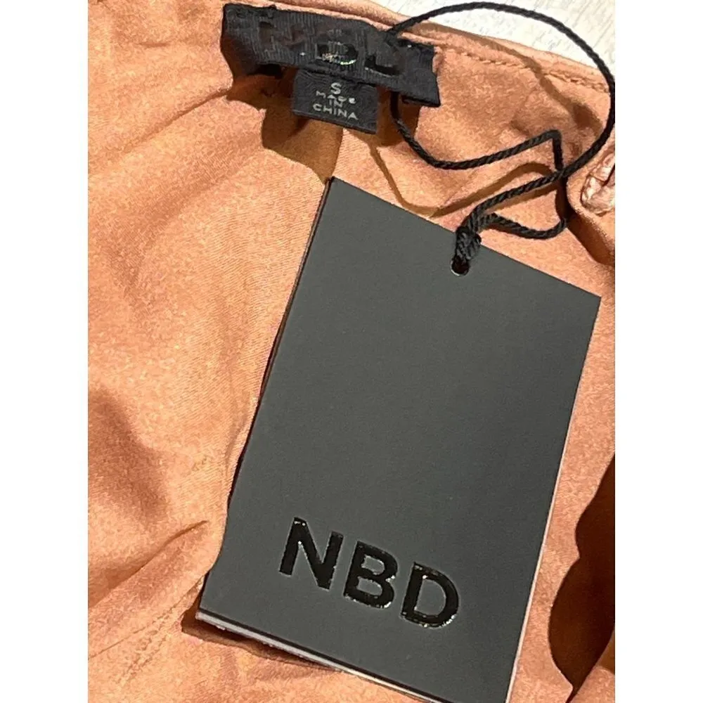 NBD Georgia Dress in Blushed Nude Small New Womens Satin Cocktail Party - Image 8