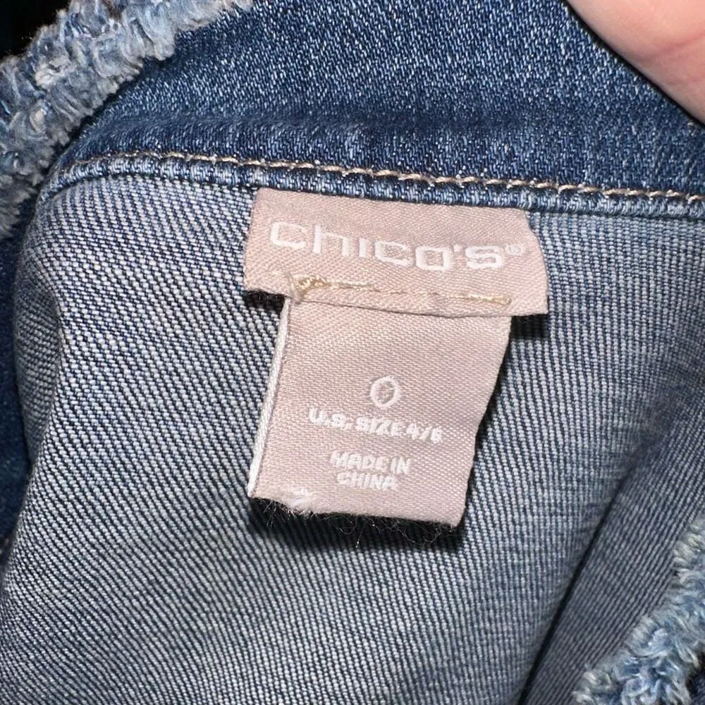 Chico’s 0/4-6 embroidered floral classic denim jacket - Image 5