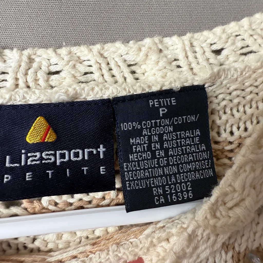Lizsport sz S petite cream‎ knit sequin sweater - Image 4