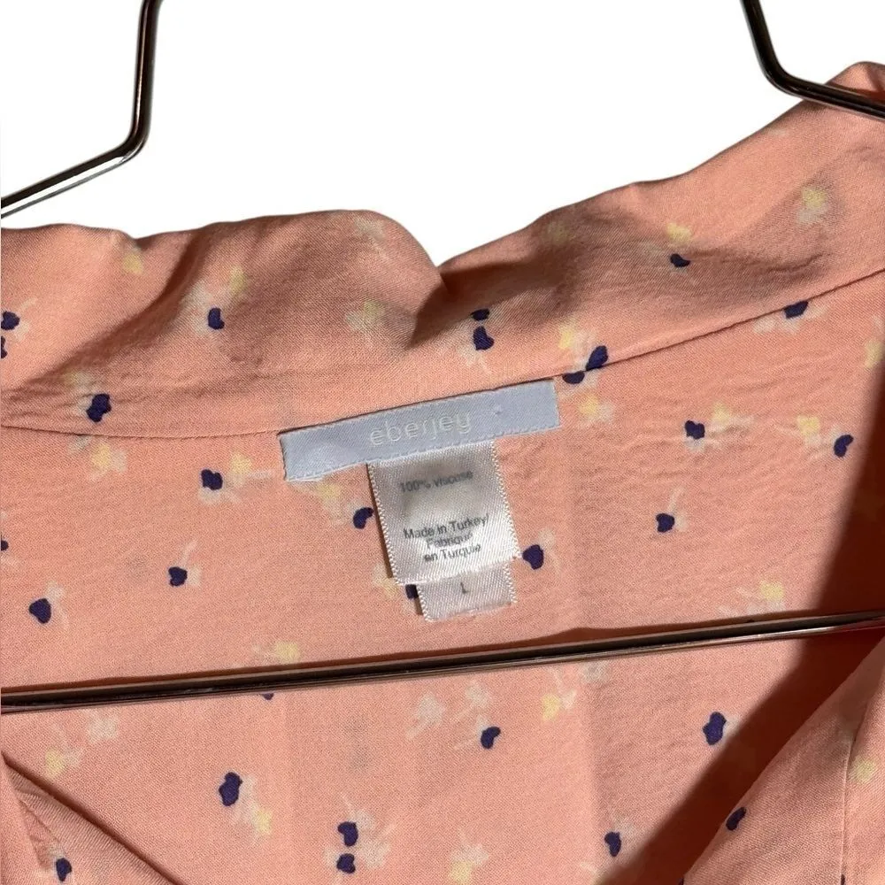 Eberjey Viscose Peach Long Sleeve Pajama Set Large - Image 4