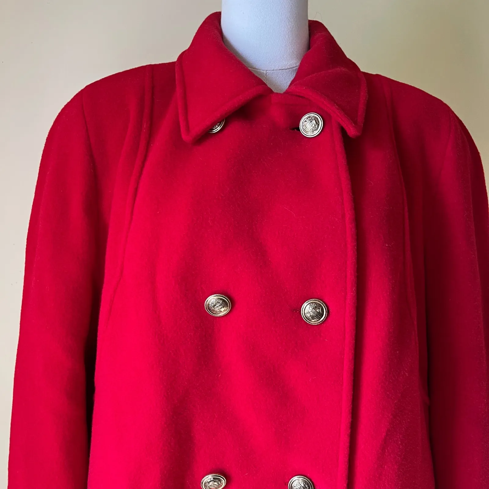 Vintage Mackintosh New England Red Wool Peacoat‎ Women's Size 16 Made in USA - Image 2