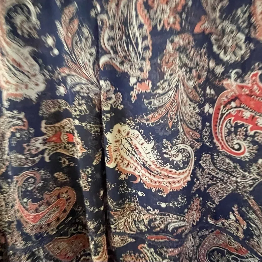 Octavia blue long sleeved paisley pattern blouse Size M - Image 13