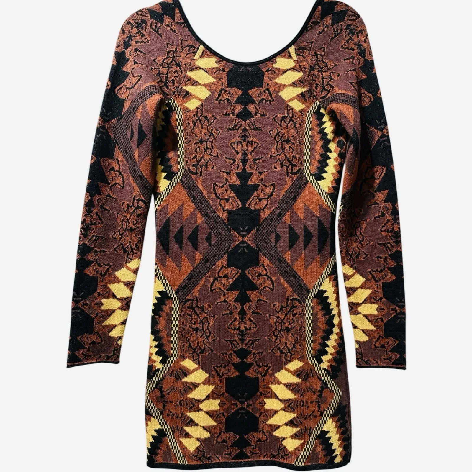 Free People HUNTRESS OF A MAN Sweater Knit Low Back Mini Dress Boho Chic Size S - Image 5