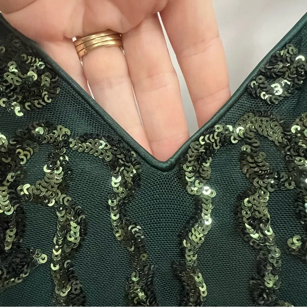 Emerald Green Sequined Mermaid Dress with lace up back size 2 - Image 9