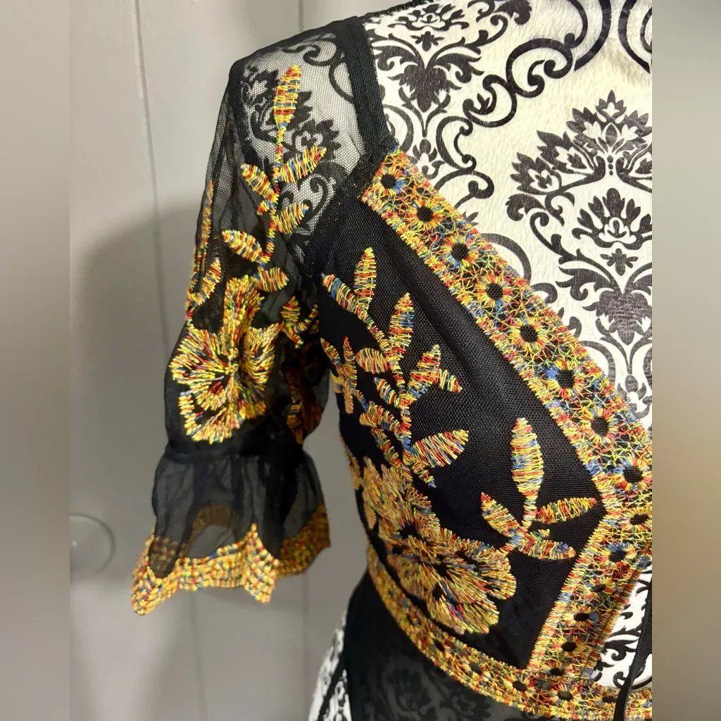 CLOUD TEN Black and Gold Embroidered Bodysuit Top - Image 3