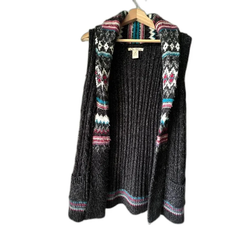 Les Tricots wool vests women sweater black multicolor M tribal luxu cozy medium - Image 3