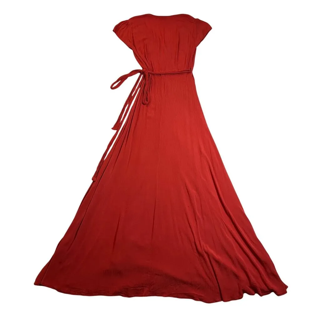 Amuse Society Beachscape V-Neck Short Sleeve Wrap Maxi Dress Size Small Casual - Image 2