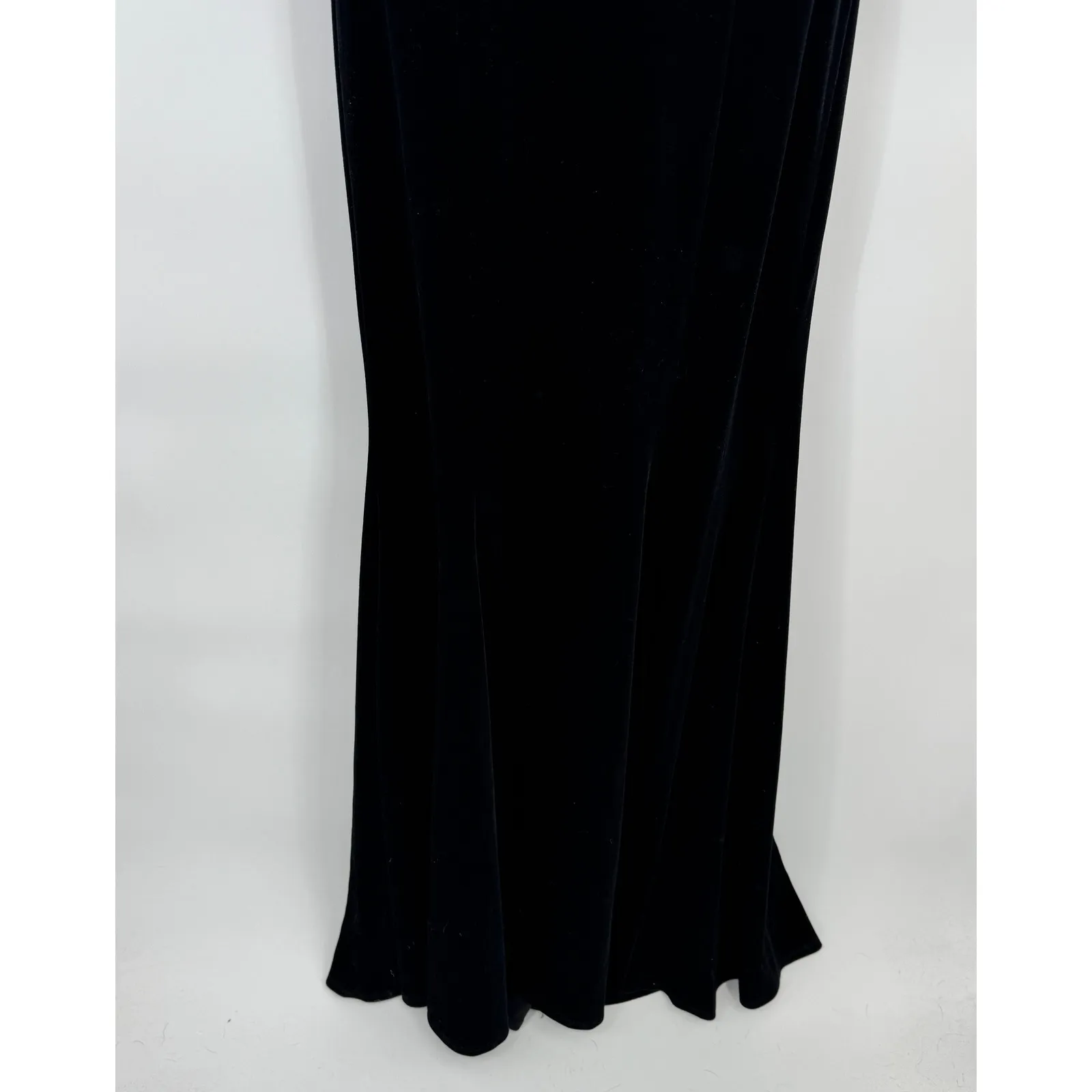 Vintage Y2K B Darlin Black Velvet Halter Neck Beaded Formal Gown Juniors 1/2 - Image 5