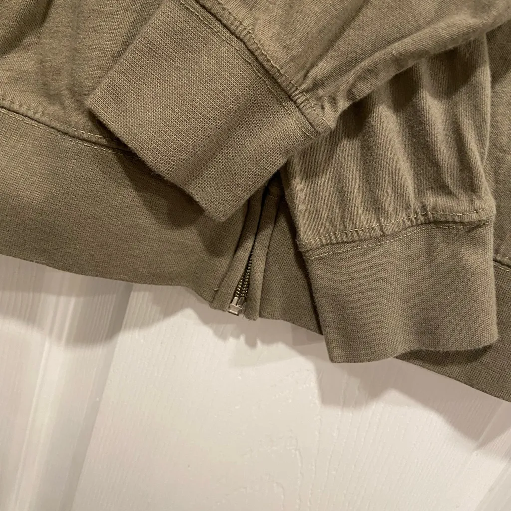 Crisp Size XS Olive Green Ling Sleeve Lightweight Full Zip Hoodie Top Pockets - Image 5
