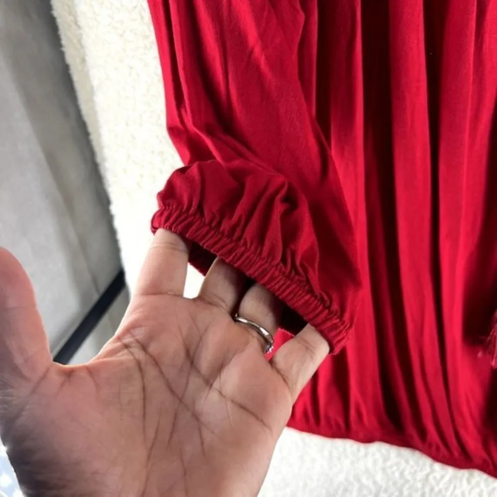 IMAN Womens Tops‎ Size M Red Ruffled Tassels Size M - Image 5