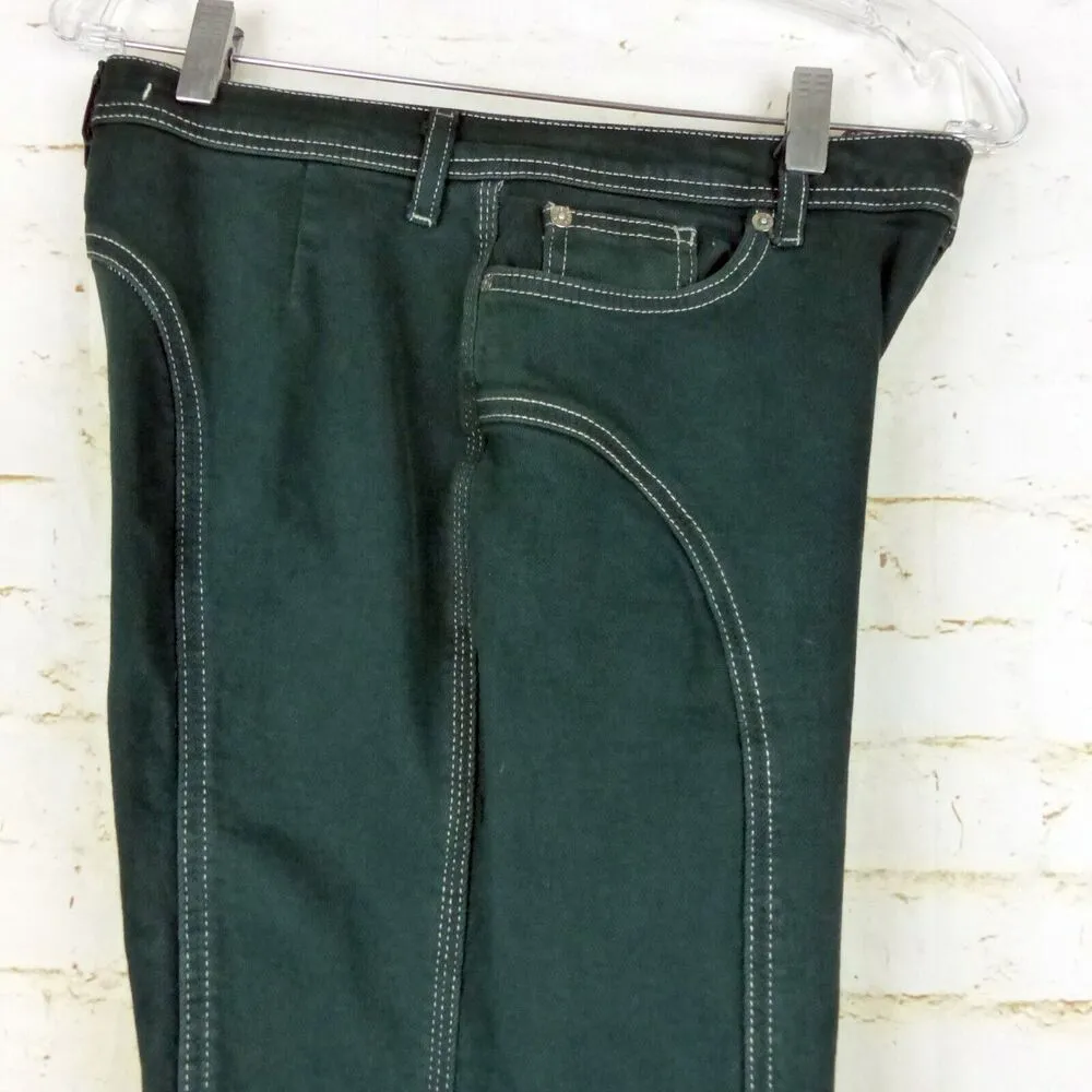 Free People Jeans Women 28R Green High Rise Foxy Flare Contrast Stitch Retro 70s - Image 12
