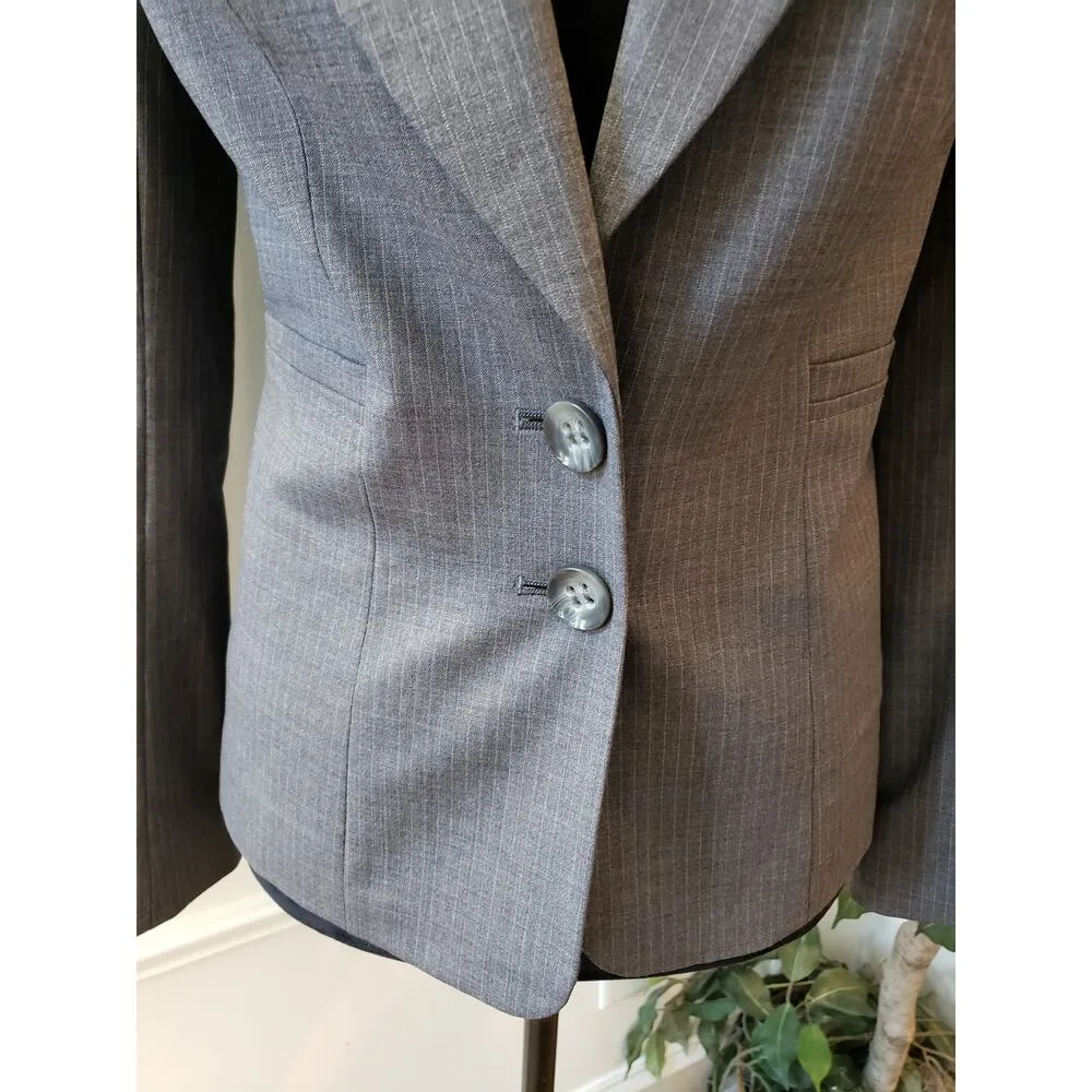 The Limited Blazer Jacket Women's Size 4 Gray Pinstripe Wool Single Breasted - Image 9