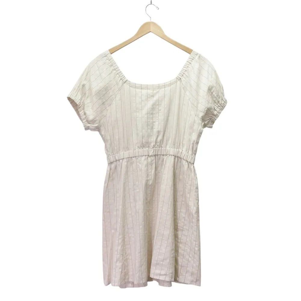 NWT A Loves A Linen Blend Striped Button Front Short Sleeve Dress Size Large NEW - Image 4