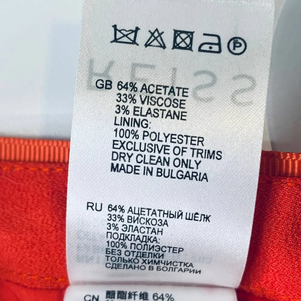 Reiss Womens Dita Waterfall Front Mandarin Bold Orange Draped Crepe Skirt Sz 6 - Image 11