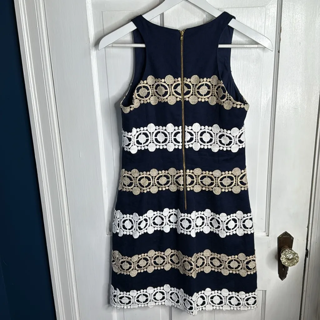 Lilly Pulitzer Augusta Shift Blue with Lace Trim Cocktail Dress W1826 Sz 0 - Image 10