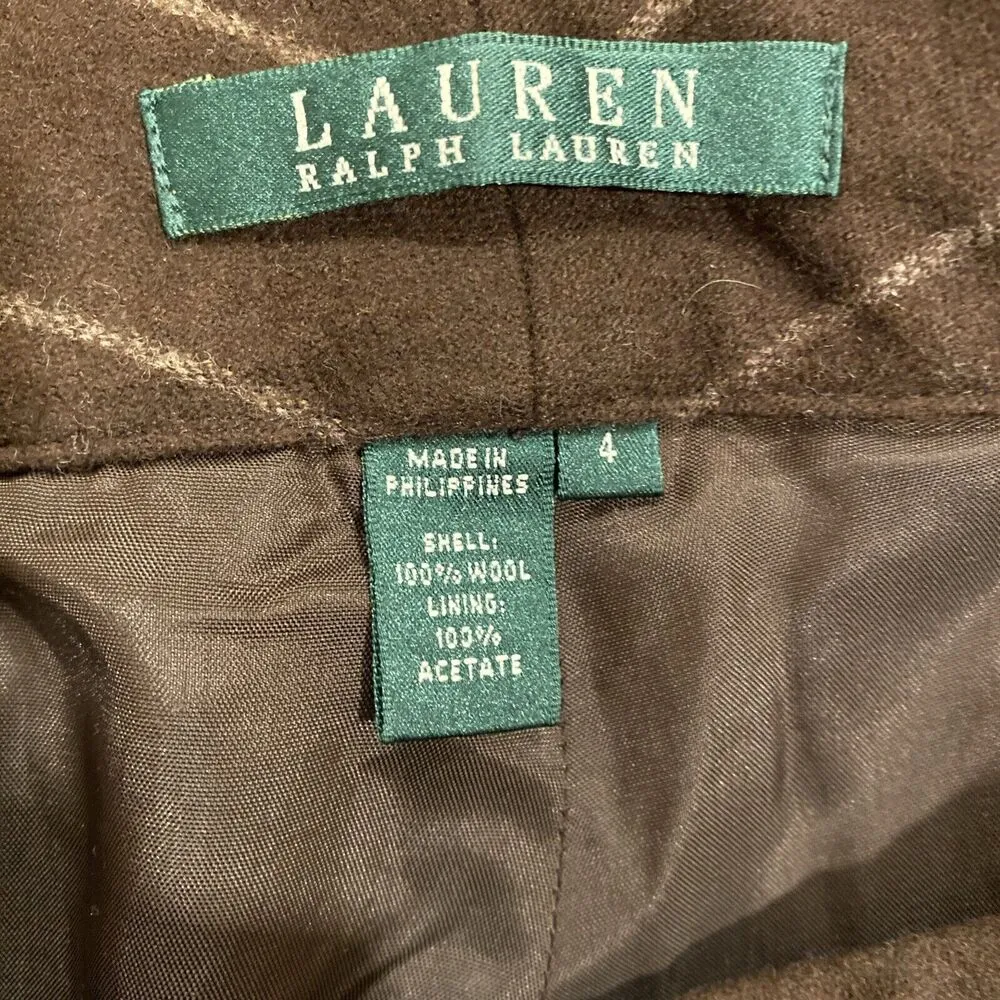 Lauren Ralph Lauren Polo Womens Brown with Tan Pinstripe Wool Pants sz 4 - Image 6