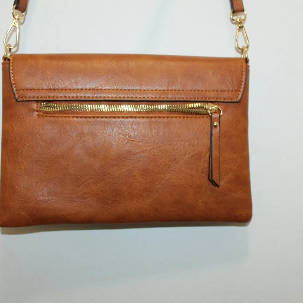 Knot Style Brown Closure Crossbody Bag - Image 4