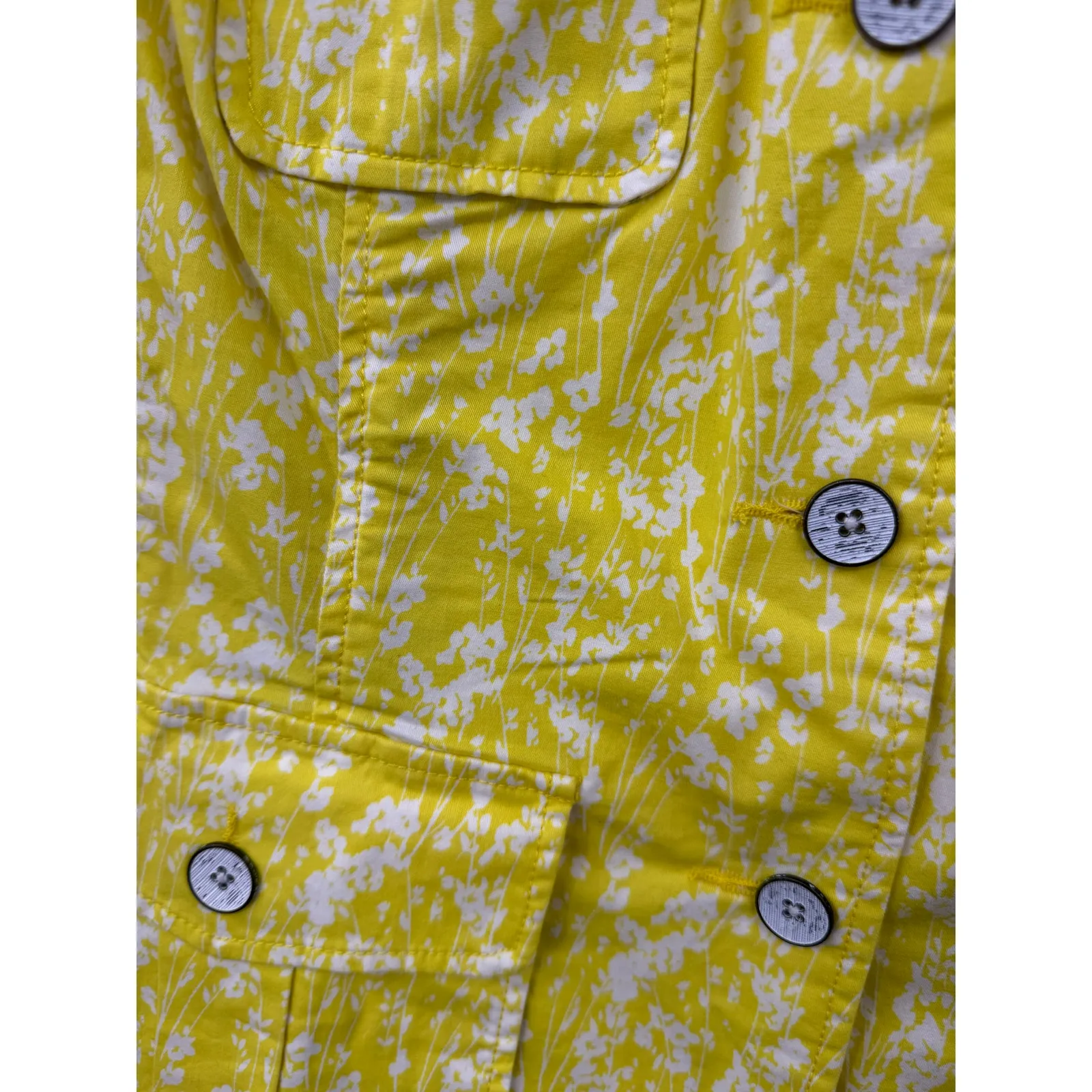 CAbi‎ Field Jacket Womens Daisy Spring Yellow Floral 5160 Pockets Size Medium - Image 7
