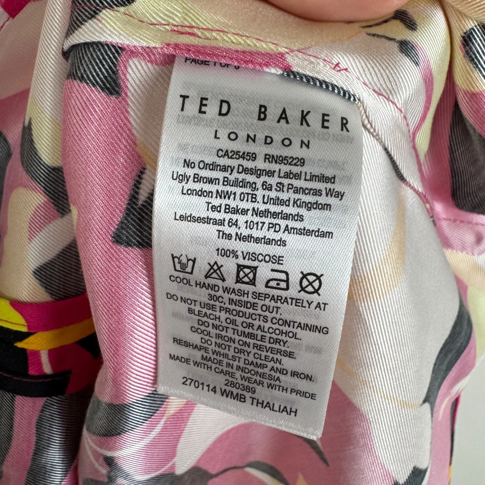 Ted Baker London Thalia Sodi Cami Tank Top Size 4 Large Pink Floral Lightweight‎ - Image 7