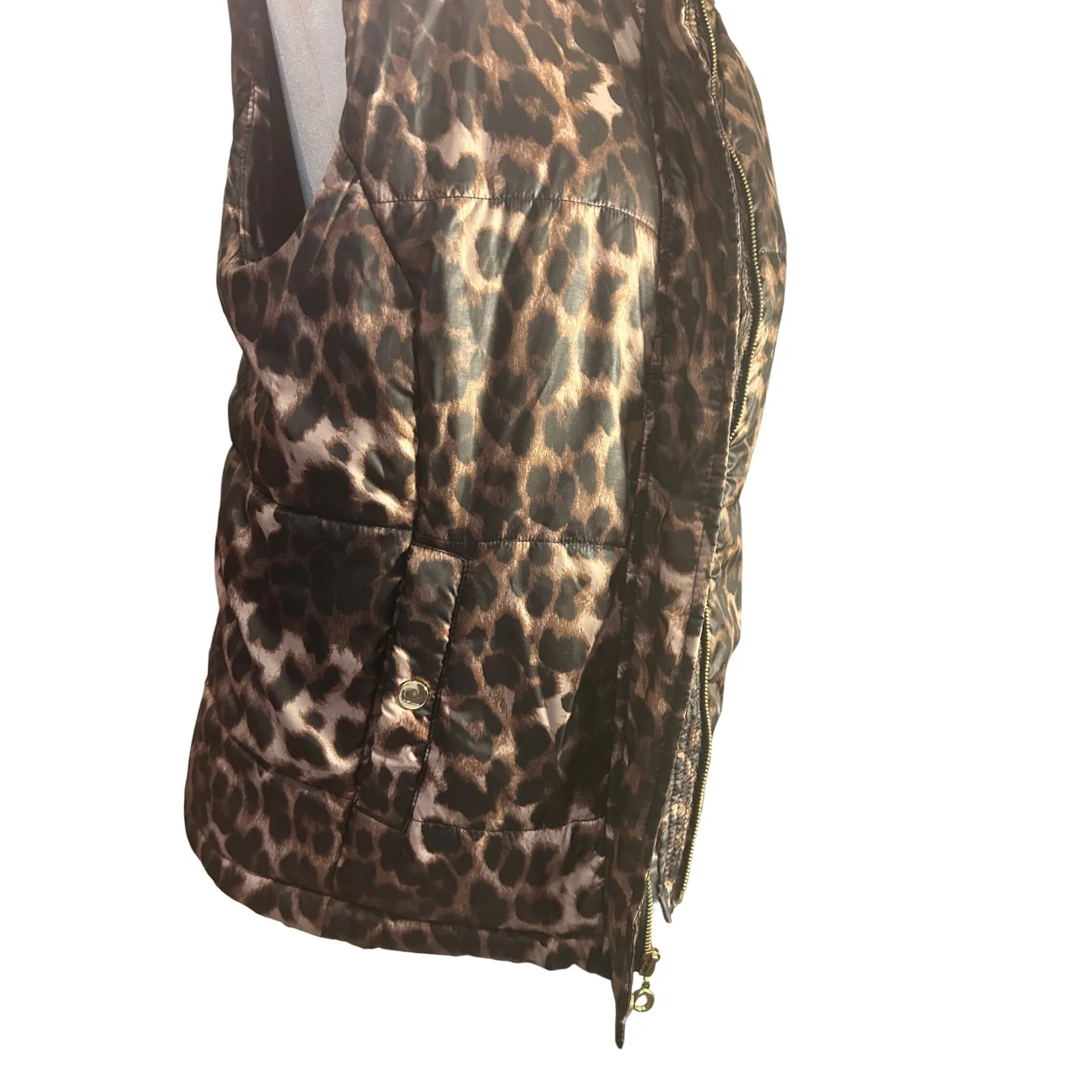 Leopard Print Puffer Vest Sleeveless Jacket Animal Print Padded Warm‎ - Image 3