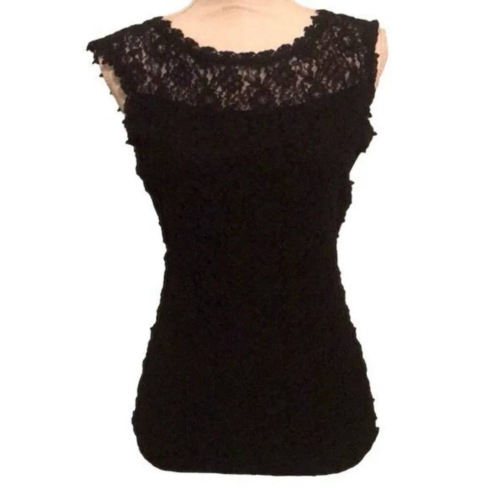 ✨EXPRESS Women's Crochet Lace Trim Black Sz Medium Top Blouse✨ - Image 4